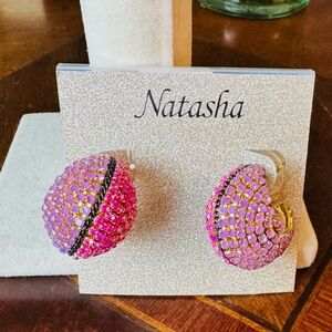 Natasha Couture Pink and Purple Crystal Earrings